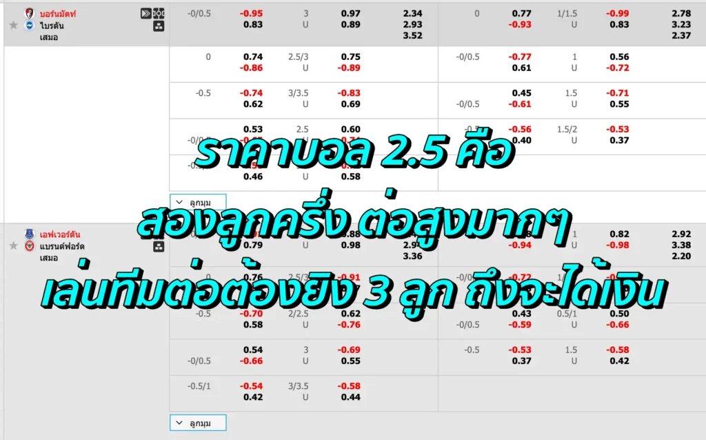 ราคาบอล 2.5 คือ