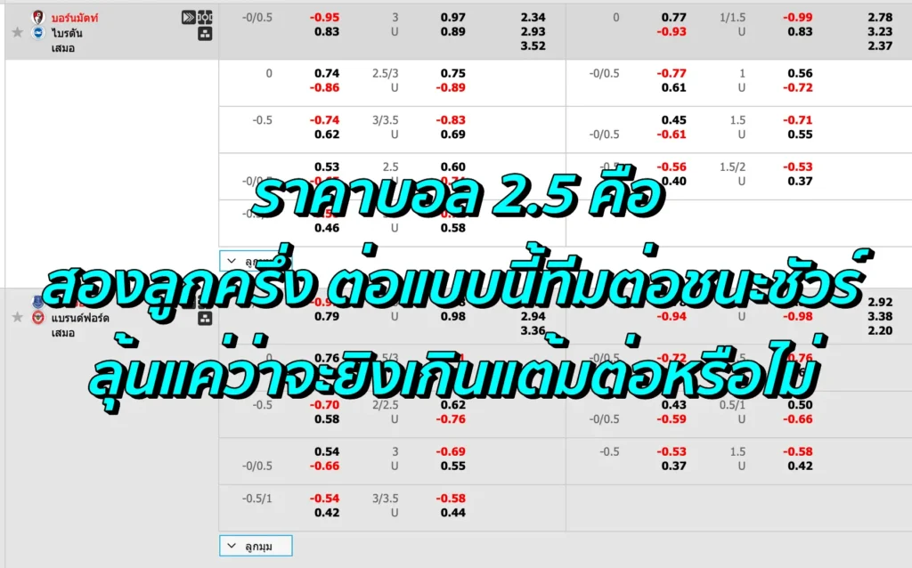 ราคาบอล 2.5 คือ